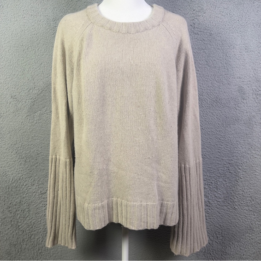 Tuckernuck Finnegan Sweater Womens Large Beige Oatmeal Wool Blend High Low Hem